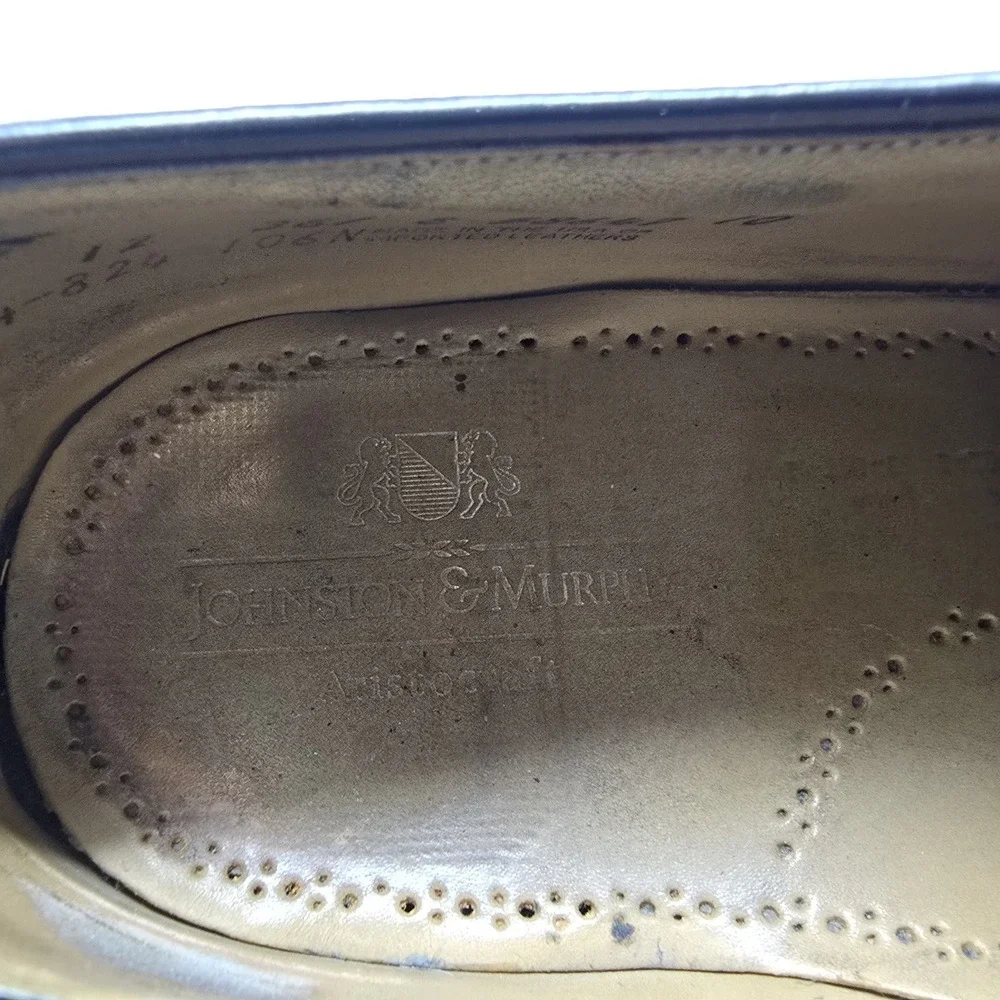 Johnston & Murphy Aristocraft Mens 12 Black Leather Dress Shoes USA Made Oxford